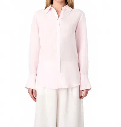 French Connection Birdie Oversize Linen Blend Button-up Shirt In Pink