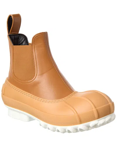 Stella Mccartney Duck Rubber-trimmed Vegetarian Leather Chelsea Boots In Brown