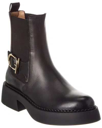 Ferragamo Tia Buckled Leather Ankle Boots In Brown