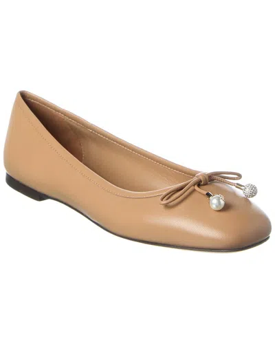 Jimmy Choo Elme Embellished Leather Ballet Flats In Brown