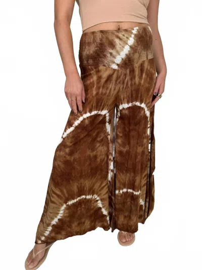 Khush Ava Pant In Brown Mocha/ Tie Dye Storm In Multi