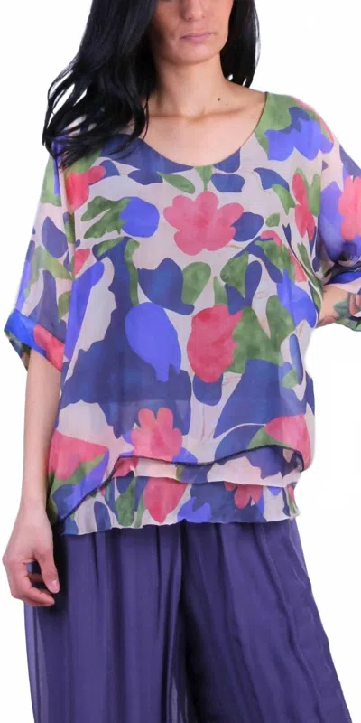Gigi Moda Carmelina Abstract Floral Kaftan In Navy In Blue