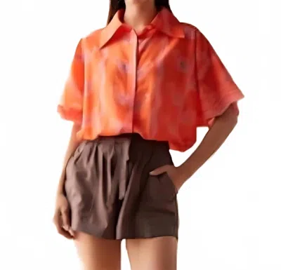 Omika Tola Button Down Blouse In Vani Papaya In Pink