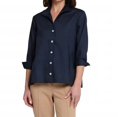 Hinson Wu Lara Button Down Shirt Top In Navy In Blue