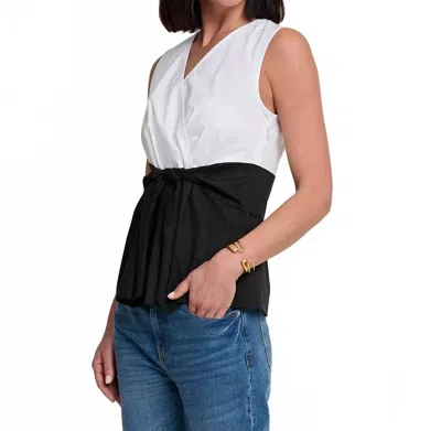 Hinson Wu Ellen Sleeveless Colorblock Top In Black/white In Multi
