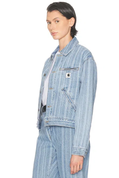 Carhartt Stripe-pattern Button-fastening Jacket In Blue