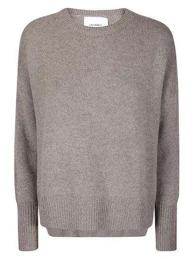 Lisa Yang Cashmere Knit Sweater With Contrast Trim And Oversized Fit In Gray