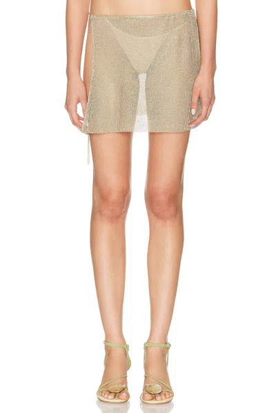 Ziah Metallic Rib Wrap Skirt In Gold