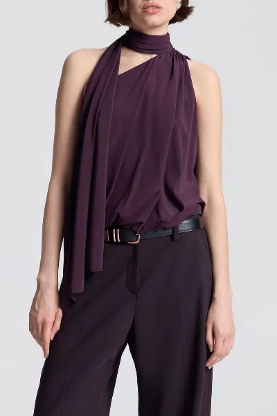 A.l.c Celeste Silk Top In Deep Plum In Multi