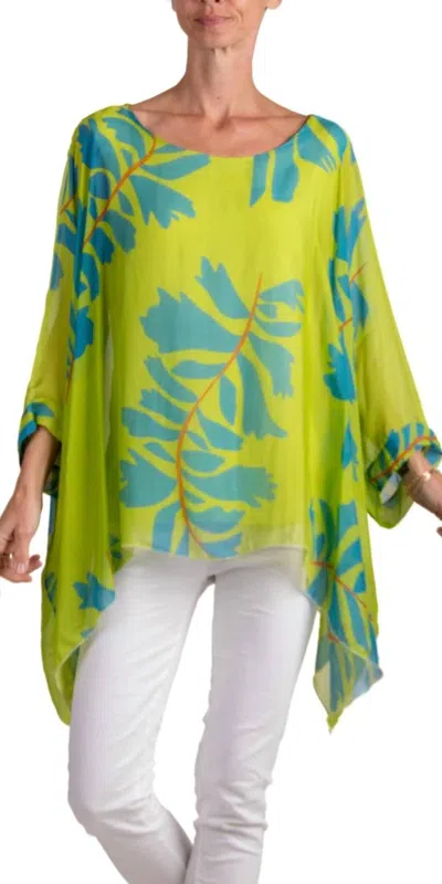 Gigi Moda Seta Foglia Kaftan Top In Lime In Green