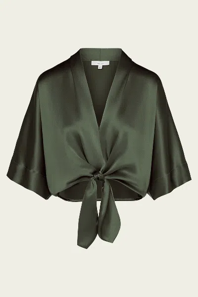 The Sei Dolman Tie Front Blouse In Army In Green