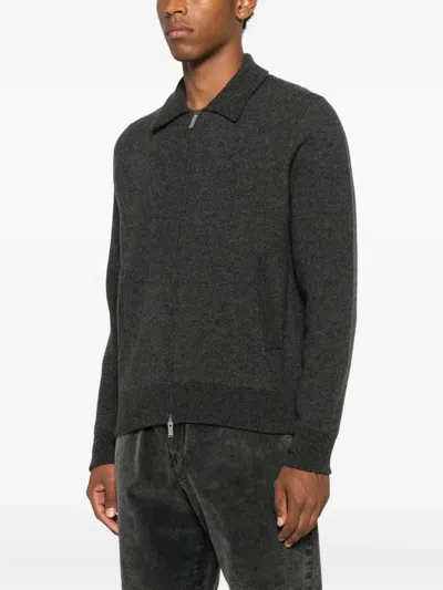 Lardini Double Knit Bomber In Black