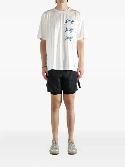 Satisfy Mothtech Distressed Print T-shirt In White