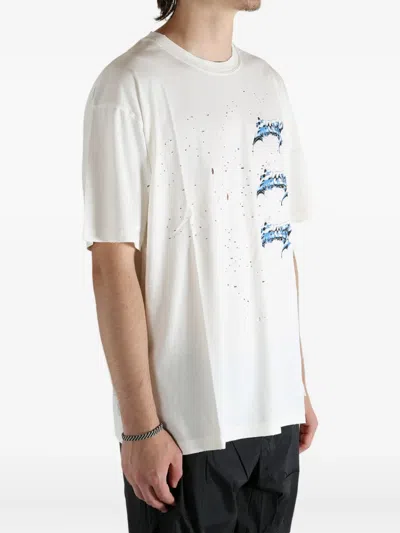 Satisfy Mothtech Distressed Print T-shirt In White