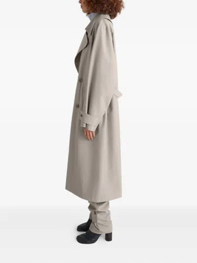 Lemaire Double-breasted Belted Trench Coat In Gray