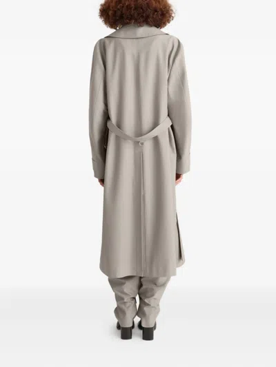Lemaire Double-breasted Belted Trench Coat In Gray