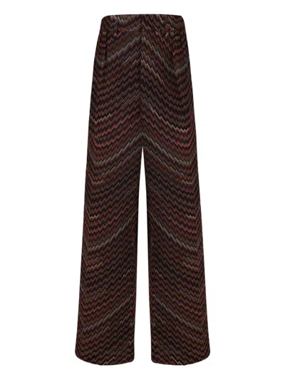 Missoni Mid-rise Tailored Pants With Zigzag Pattern In Brown