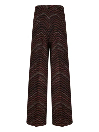 Missoni Mid-rise Tailored Pants With Zigzag Pattern In Brown