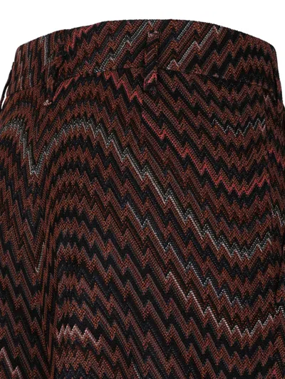 Missoni Mid-rise Tailored Pants With Zigzag Pattern In Brown