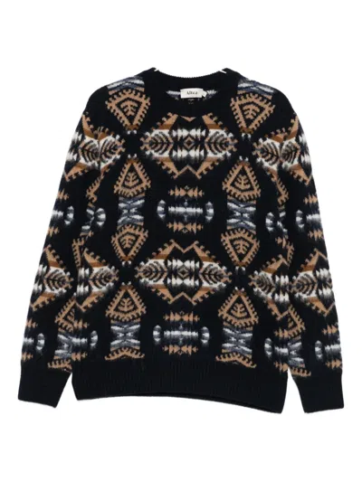 Altea Geometric-pattern Crewneck Knitted Jumper In Black