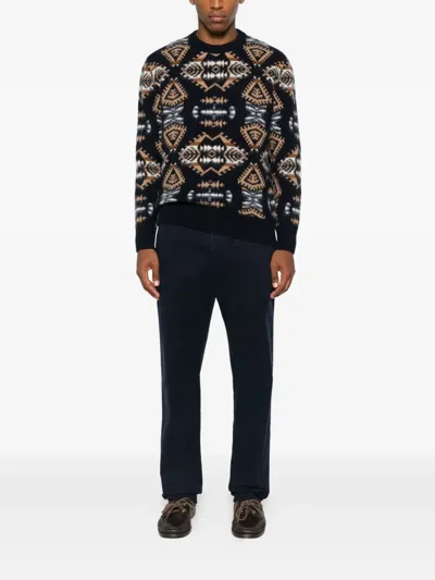 Altea Geometric-pattern Crewneck Knitted Jumper In Black
