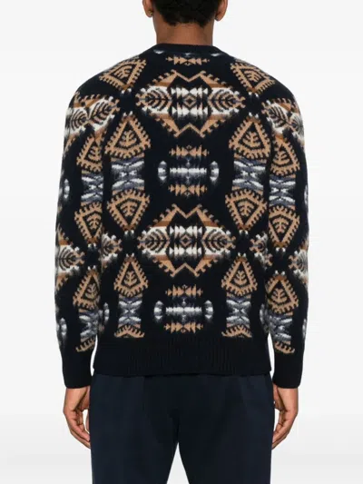 Altea Geometric-pattern Crewneck Knitted Jumper In Black