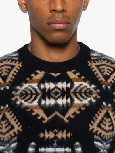 Altea Geometric-pattern Crewneck Knitted Jumper In Black