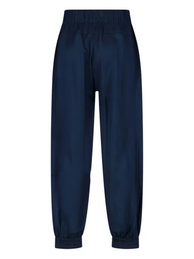 Sa Su Phi High-waisted Silk Blend Athletic Pants With Drawstring Closure In Blue