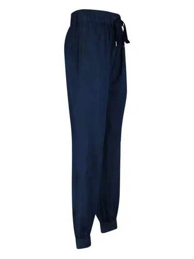 Sa Su Phi High-waisted Silk Blend Athletic Pants With Drawstring Closure In Blue
