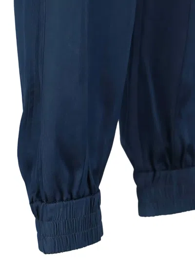 Sa Su Phi High-waisted Silk Blend Athletic Pants With Drawstring Closure In Blue