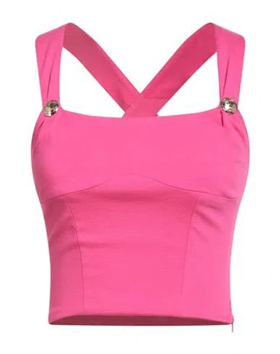 Gaelle Paris Gaëlle Paris Woman Top Fuchsia Size 4 Viscose, Polyamide, Elastane In Pink
