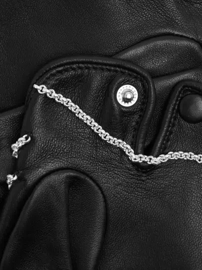Agnelle Celeste Chain-embellished Leather Gloves In Black