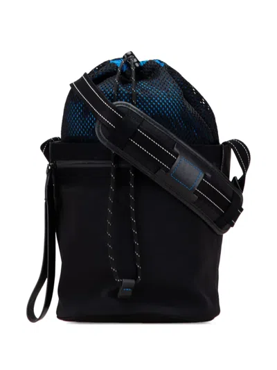 Pre-owned Bottega Veneta 2012-2025 Nylon And Mesh Paper Touch Bucket Bag In Black