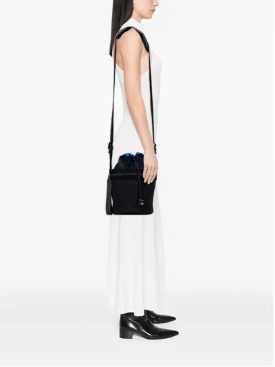 Pre-owned Bottega Veneta 2012-2025 Nylon And Mesh Paper Touch Bucket Bag In Black