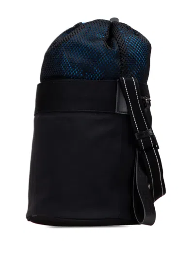 Pre-owned Bottega Veneta 2012-2025 Nylon And Mesh Paper Touch Bucket Bag In Black