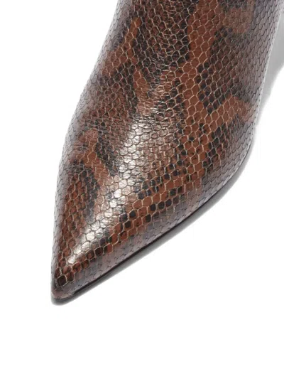 Aeyde Sofie Snake Print Calf Leather Moka In Brown