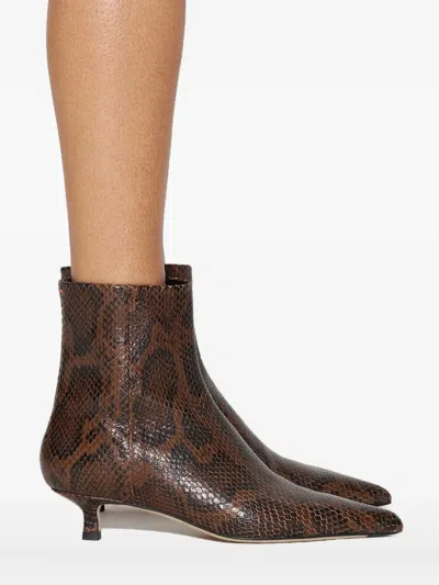 Aeyde Sofie Snake Print Calf Leather Moka In Brown