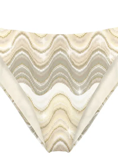 Mc2 Saint Barth Sadie Marielle Wave-pattern Bikini Bottom In Neutral