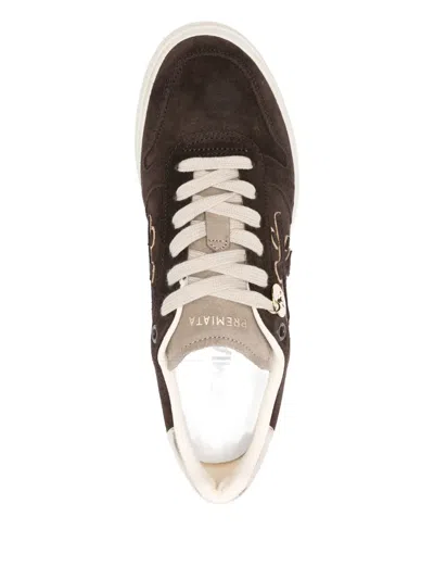 Premiata Suede Platform Sneakers In Brown