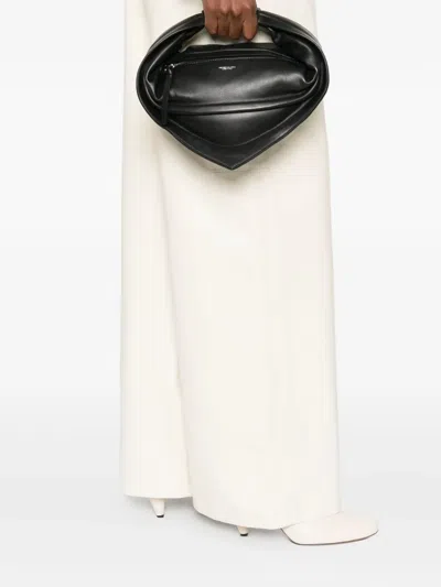 Federico Cina Leather Hand Bag 'midi Tortellino' In Black In Black