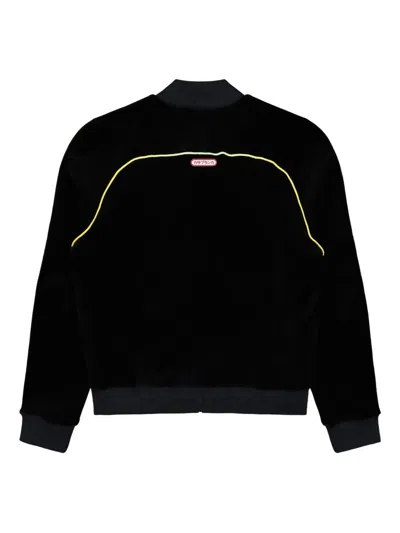 Casablanca Mens Velour Logo-patch Cotton-blend Track Jacket Black In Black