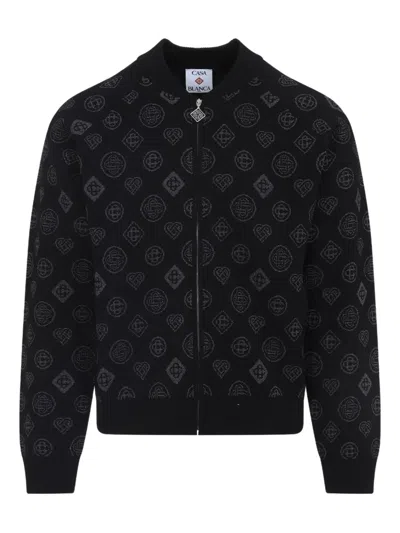Casablanca Bomber Jacket With Ribbed Details In Black