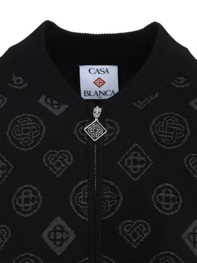 Casablanca Bomber Jacket With Ribbed Details In Black