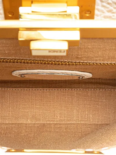 Pre-owned Fendi 2000-2010 Medium Pebbled Leather Peekaboo Satchel In White