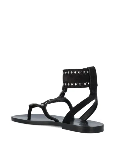 Isabel Marant Black Leather Flip-flop Sandals