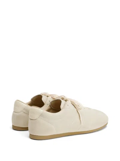 Lemaire Suede Low Profile Sneakers With Rubber Sole In Neutral