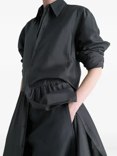 Lemaire Gathered Buttoned Dress In Black