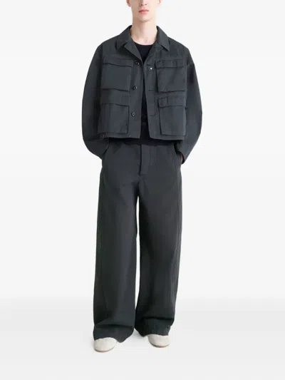 Lemaire Buttoned Pocket Utility Jacket In Blue