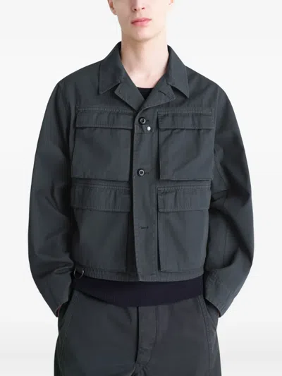 Lemaire Buttoned Pocket Utility Jacket In Blue