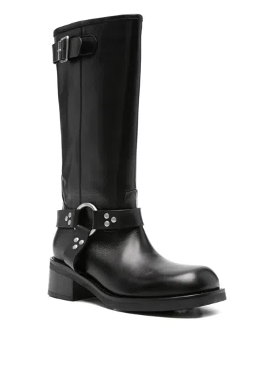 P.a.r.o.s.h Buckle-strap Studded Boots In Black